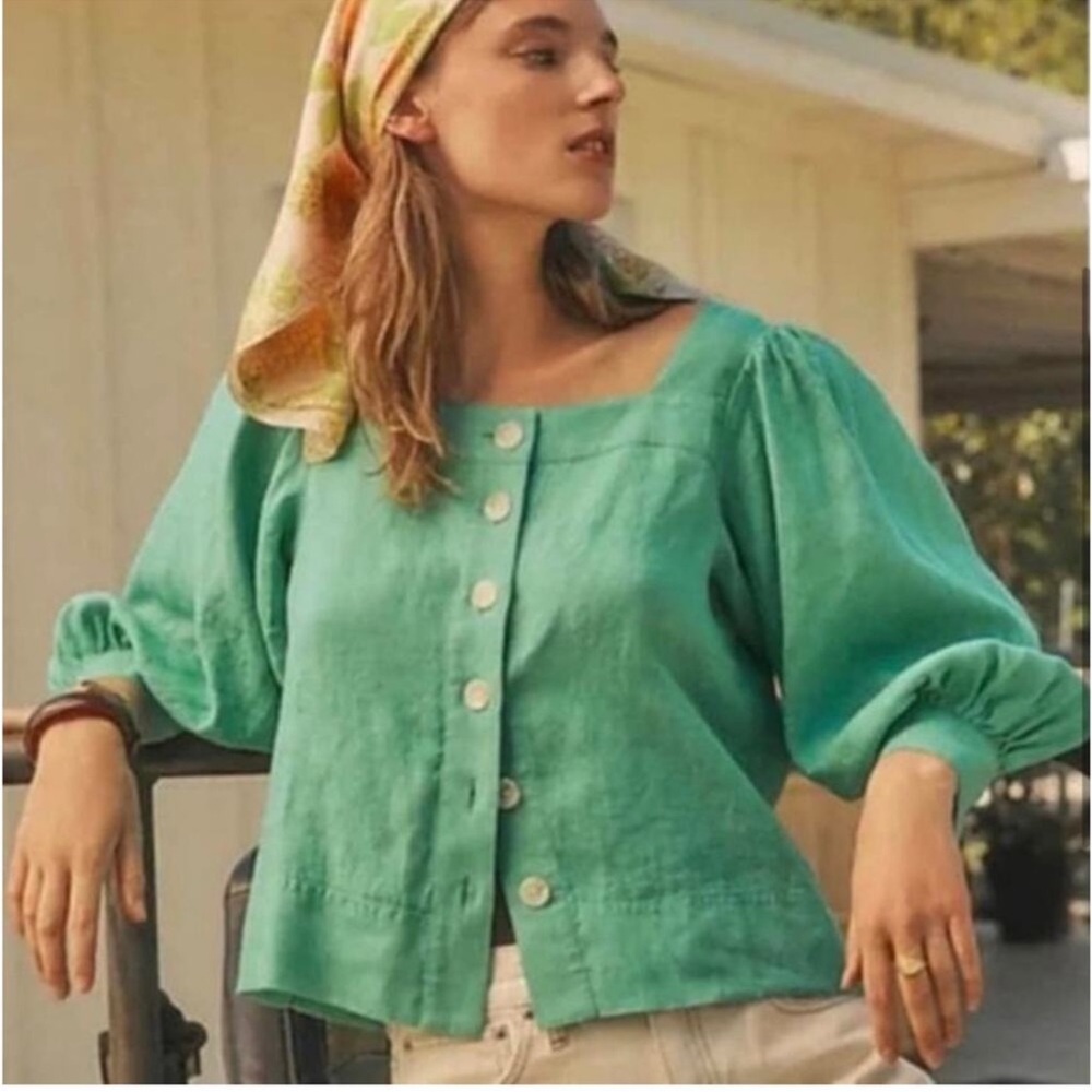 Green Button-Up Blouse